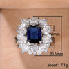 Wholesale Women's Copper Blue Zircon Ring Inlaid With Diamond And Featuring Flower Design
