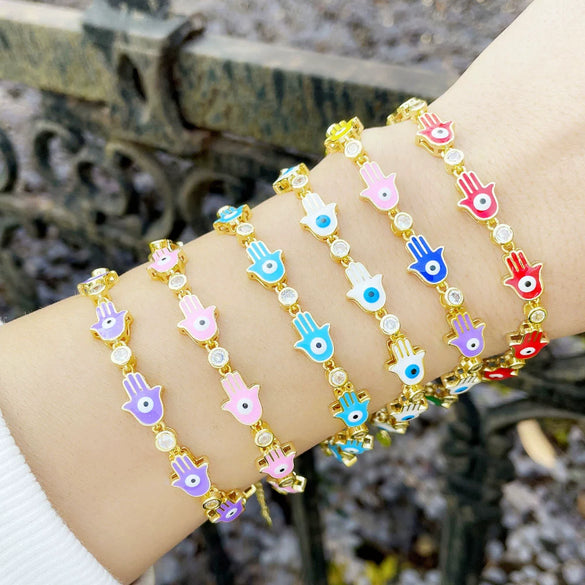 Wholesale Women's Copper Bohemian Geometric Oil Dripping Bracelet With Zircon