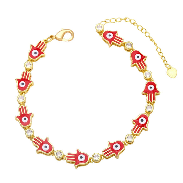 Wholesale Women's Copper Bohemian Geometric Oil Dripping Bracelet With Zircon