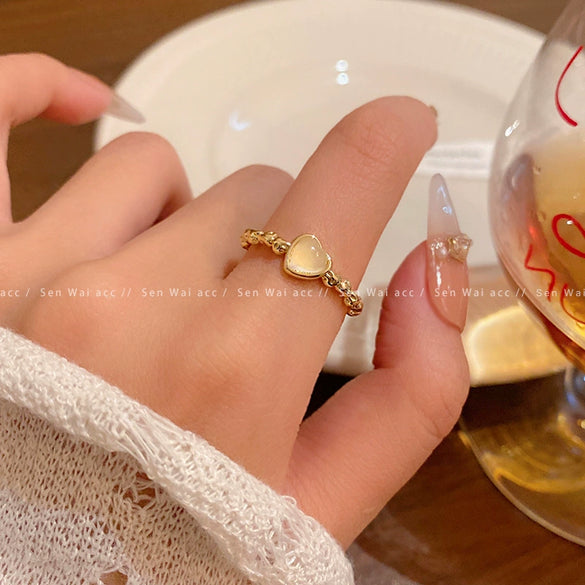 Wholesale Women's Copper Bow Heart Shape Open Ring Electroplated Hand Jewelry