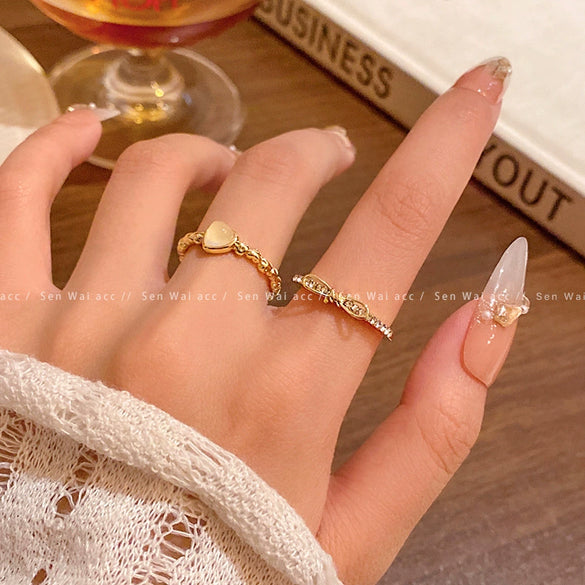 Wholesale Women's Copper Bow Heart Shape Open Ring Electroplated Hand Jewelry