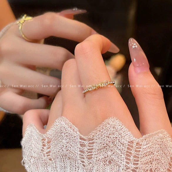 Wholesale Women's Copper Bow Heart Shape Open Ring Electroplated Hand Jewelry