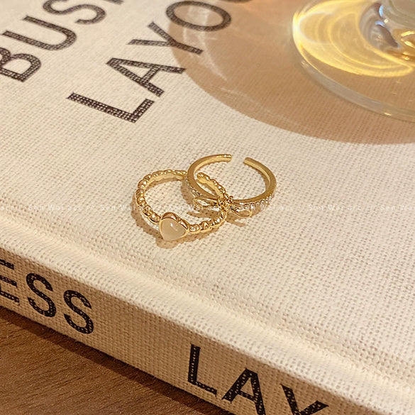 Wholesale Women's Copper Bow Heart Shape Open Ring Electroplated Hand Jewelry