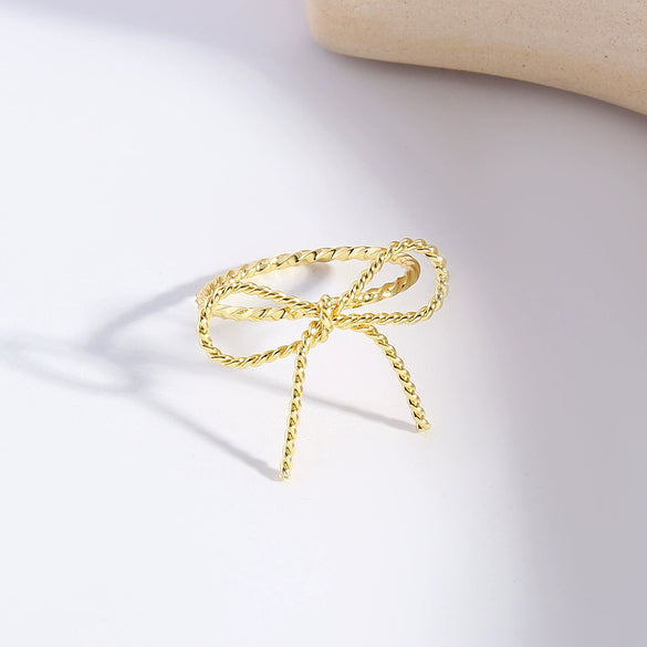 Wholesale Women's Copper Bow Twist Ring With Electroplating Sweet Minimalist Style
