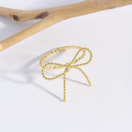Wholesale Women's Copper Bow Twist Ring With Electroplating Sweet Minimalist Style