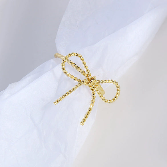 Wholesale Women's Copper Bow Twist Ring With Electroplating Sweet Minimalist Style