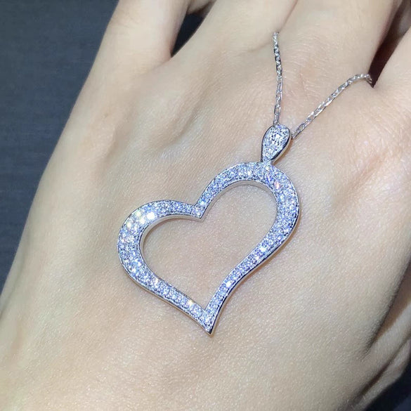 Wholesale Women's Copper Box Chain Heart Shape Mixed Gemstone Inlay Zircon Necklace