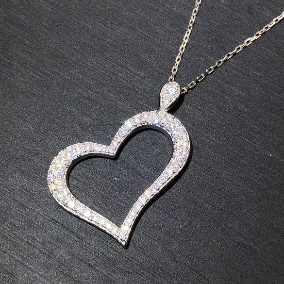 Wholesale Women's Copper Box Chain Heart Shape Mixed Gemstone Inlay Zircon Necklace