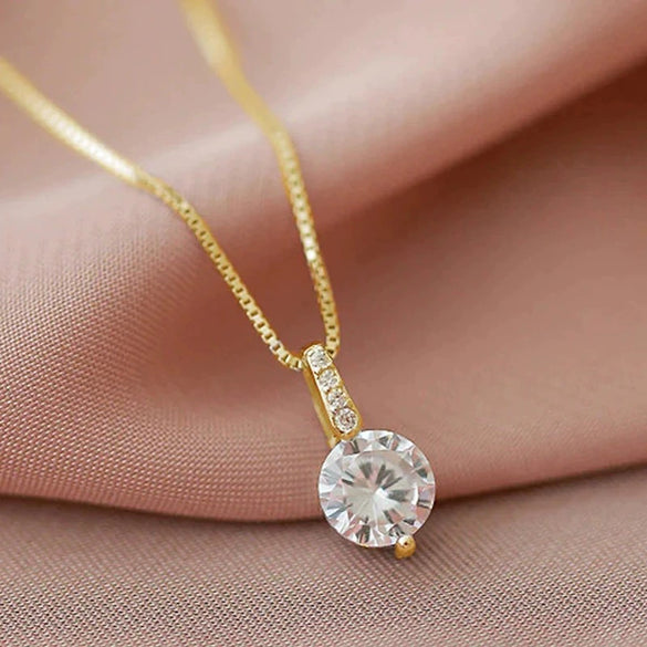 Wholesale Women's Copper Box Chain Necklace With Mixed Gem Inlay And Geometric Design