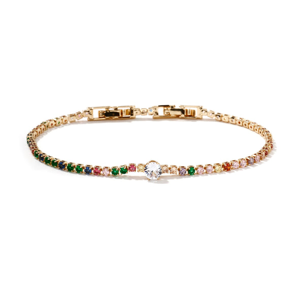 Wholesale Women's Copper Bracelet Inlaid With Zircon Geometric Pattern Electroplated Light Luxury Style