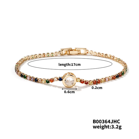 Wholesale Women's Copper Bracelet Inlaid With Zircon Geometric Pattern Electroplated Light Luxury Style