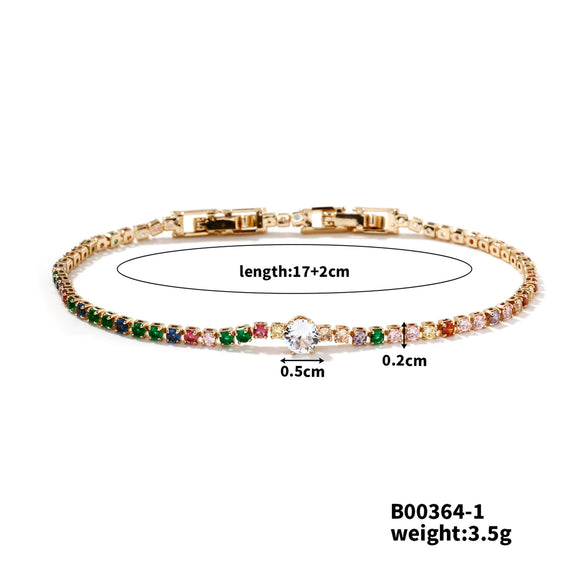 Wholesale Women's Copper Bracelet Inlaid With Zircon Geometric Pattern Electroplated Light Luxury Style