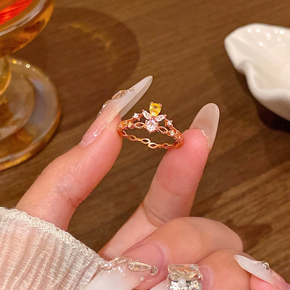 Wholesale Women's Copper Butterfly And Bow Open Ring With Electroplating Processing