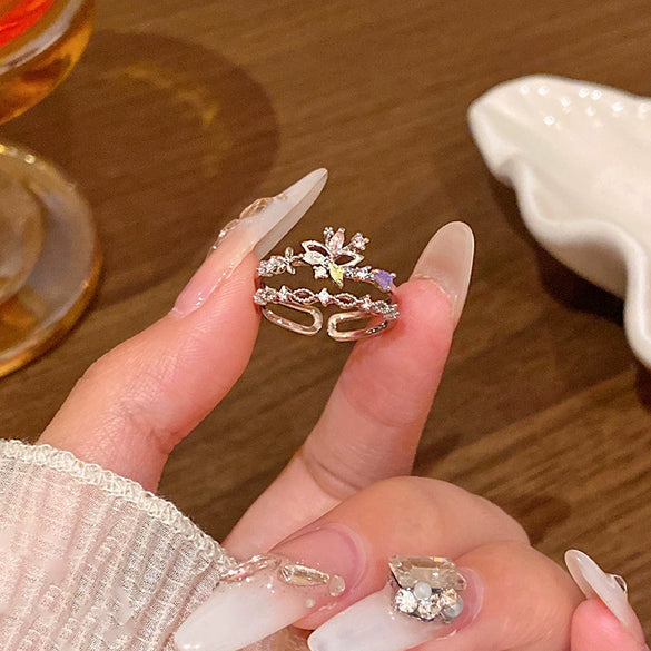 Wholesale Women's Copper Butterfly And Bow Open Ring With Electroplating Processing