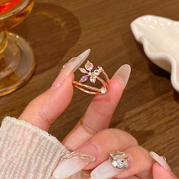 Wholesale Women's Copper Butterfly And Bow Open Ring With Electroplating Processing