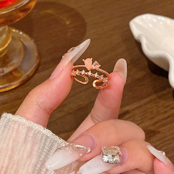 Wholesale Women's Copper Butterfly And Bow Open Ring With Electroplating Processing