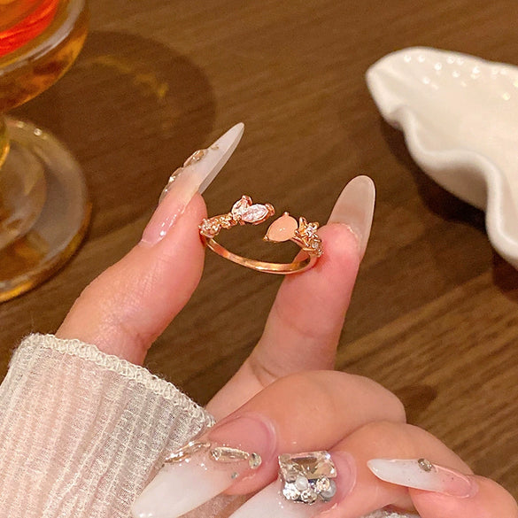 Wholesale Women's Copper Butterfly And Bow Open Ring With Electroplating Processing