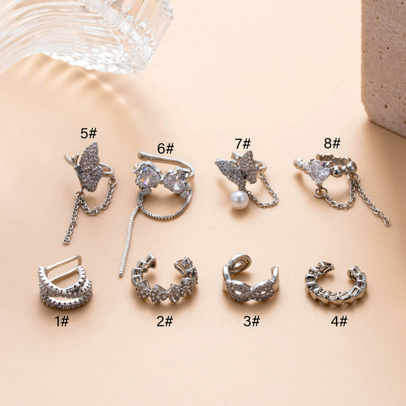 Wholesale Women's Copper Butterfly Cartilage Ear Clip Microinlaid Zircon Geometric Electroplated Fashion Ear Clip