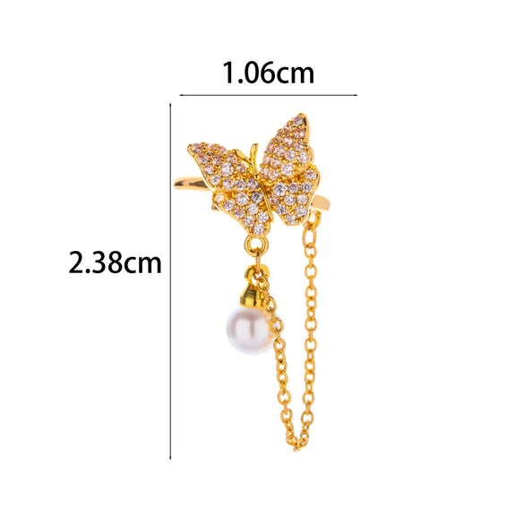Wholesale Women's Copper Butterfly Cartilage Ear Clip Microinlaid Zircon Geometric Electroplated Fashion Ear Clip