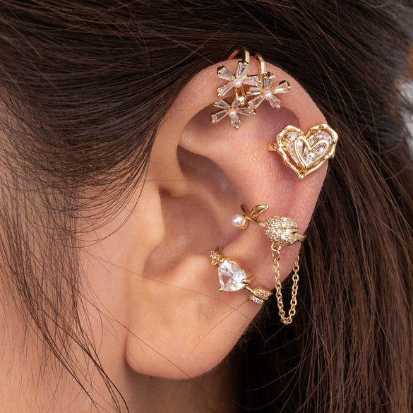 Wholesale Women's Copper Butterfly Cartilage Ear Clip Microinlaid Zircon Geometric Electroplated