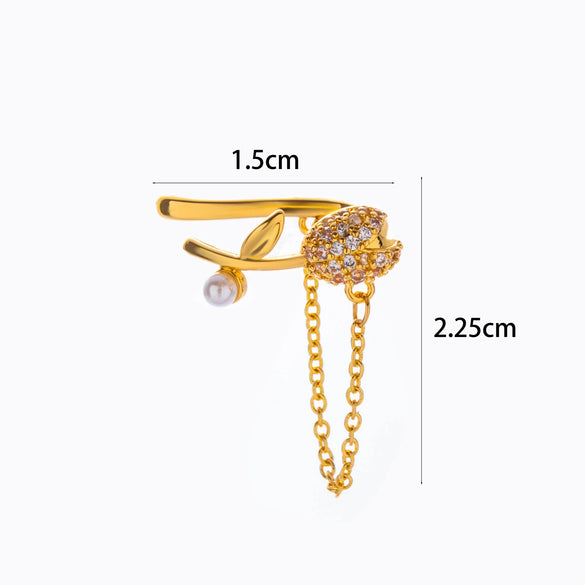 Wholesale Women's Copper Butterfly Cartilage Ear Clip Microinlaid Zircon Geometric Electroplated
