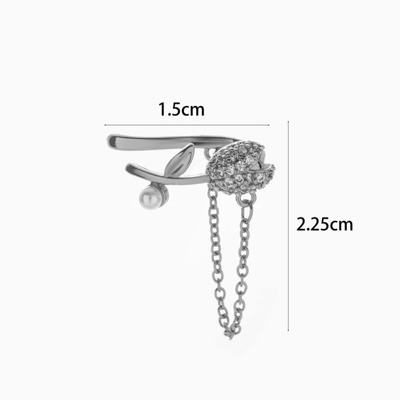 Wholesale Women's Copper Butterfly Cartilage Ear Clip Microinlaid Zircon Geometric Electroplated