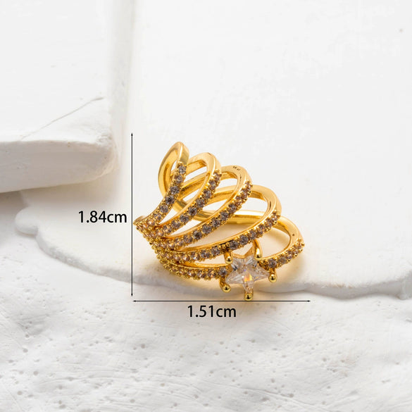 Wholesale Women's Copper Butterfly Cartilage Ear Clip With Microinlaid Zircon And Geometric Pattern Electroplated