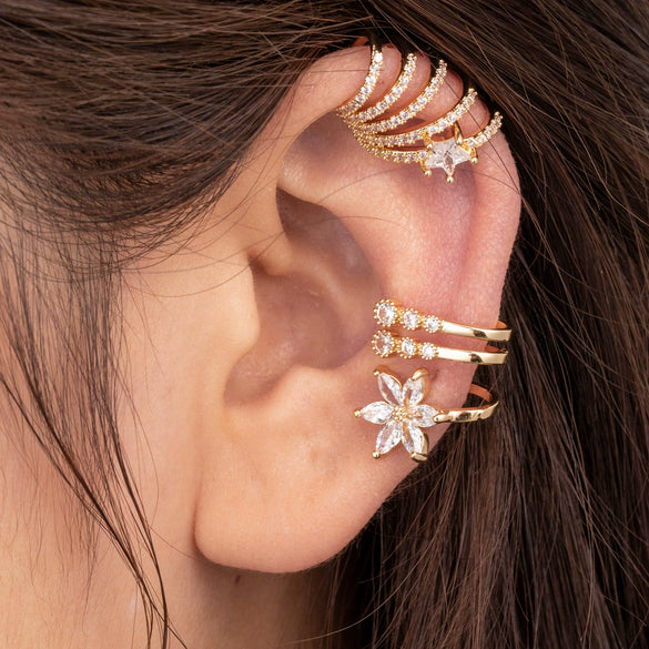 Wholesale Women's Copper Butterfly Cartilage Ear Clip With Microinlaid Zircon And Geometric Pattern Electroplated