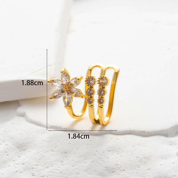 Wholesale Women's Copper Butterfly Cartilage Ear Clip With Microinlaid Zircon And Geometric Pattern Electroplated