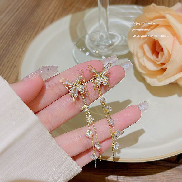 Wholesale Women's Copper Butterfly Earrings Inlaid Zircon Animals Style