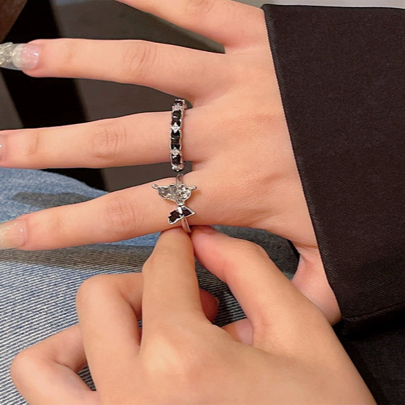 Wholesale Women's Copper Butterfly Opening Ring With Zircon Electroplated Light Luxury Niche Trendy Hand Jewelry