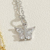 Wholesale Women's Copper Butterfly Pendant Necklace With Mixed Gem Inlay And Electroplating