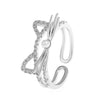 Wholesale Women's Copper Cat Geometric Open Finger Ring With Diamond Encrustment