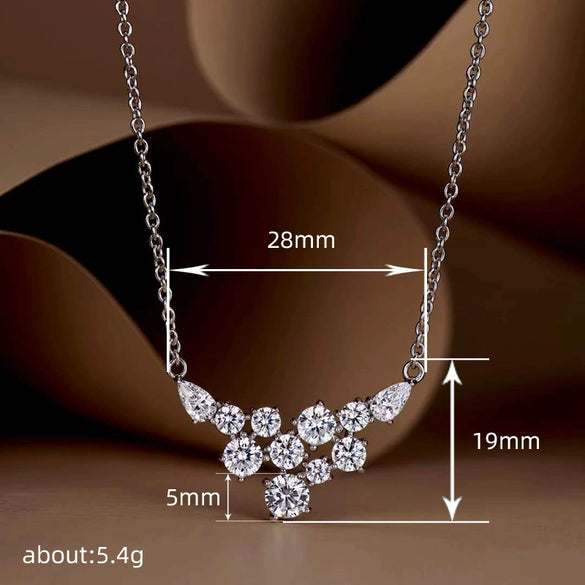 Wholesale Women's Copper Clavicle Necklace With Mixed Gem Inlay And Inlaid Zircon Round Pear And Drop Shaped Geometric Style