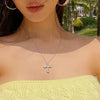 Wholesale Women's Copper Clavicle Necklace With Mixed Gem Inlay Geometric Style Electroplated Ochain Pendant With Letters Numbers Text