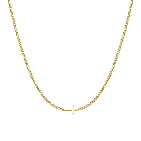 Wholesale Women's Copper Cross Necklace With Geometric Design And 14K Goldplated Electroplating