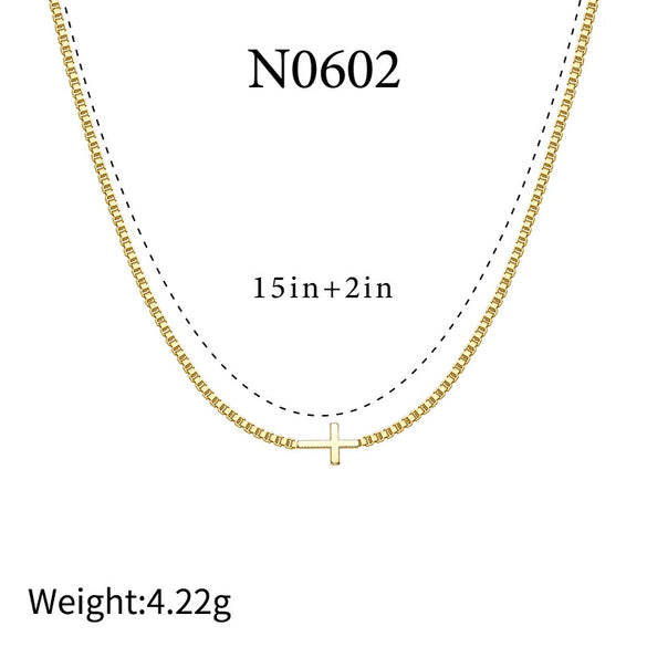 Wholesale Women's Copper Cross Necklace With Geometric Design And 14K Goldplated Electroplating