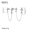 Wholesale Women's Copper Cross Pendant Chain Earrings With Geometric Pattern And Electroplating Treatment