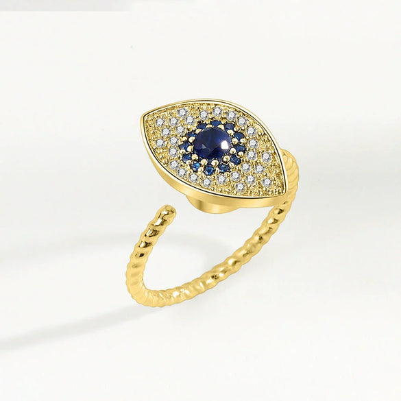 Wholesale Women's Copper Devil's Eye Rotating Ring With Geometric Pattern And Electroplating Treatment Light Luxury Style