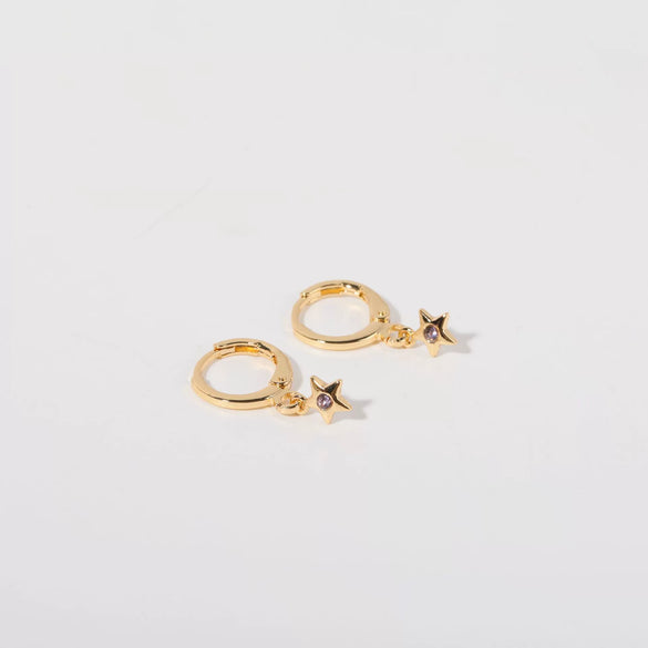 Wholesale Women's Copper Diamond Treatment Star Earrings With Five Pointed Star Design