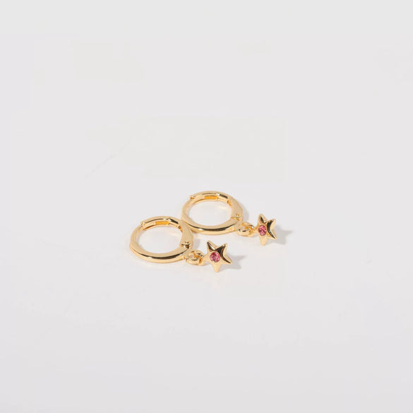 Wholesale Women's Copper Diamond Treatment Star Earrings With Five Pointed Star Design