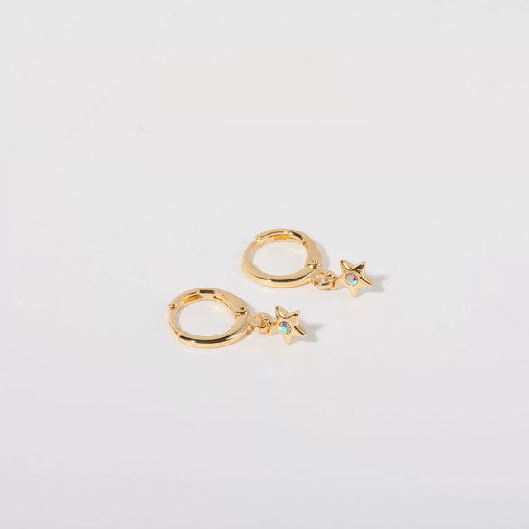 Wholesale Women's Copper Diamond Treatment Star Earrings With Five Pointed Star Design
