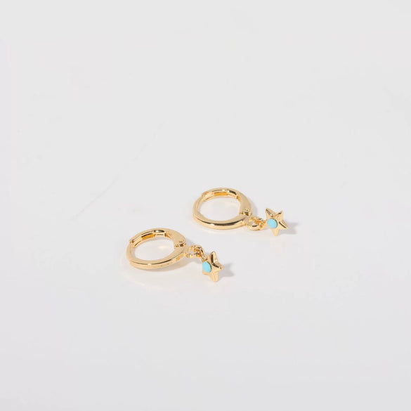 Wholesale Women's Copper Diamond Treatment Star Earrings With Five Pointed Star Design