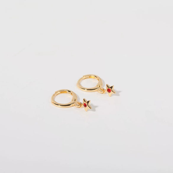 Wholesale Women's Copper Diamond Treatment Star Earrings With Five Pointed Star Design