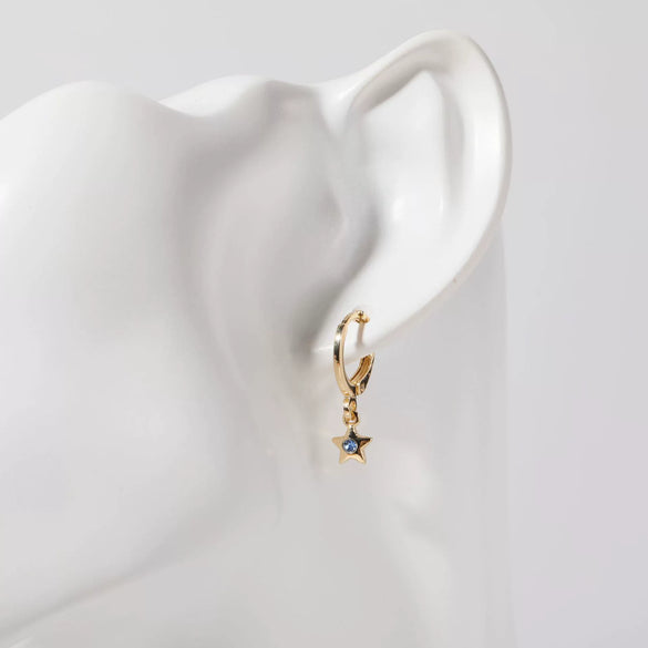 Wholesale Women's Copper Diamond Treatment Star Earrings With Five Pointed Star Design
