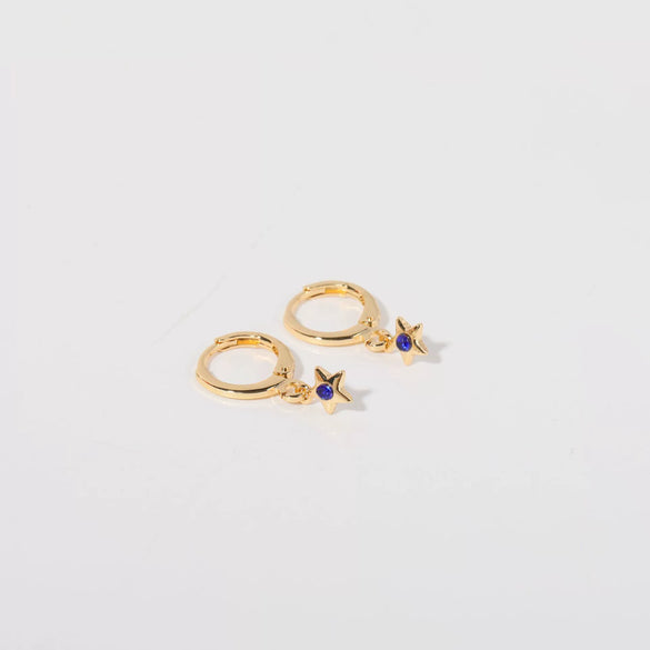 Wholesale Women's Copper Diamond Treatment Star Earrings With Five Pointed Star Design
