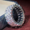 Wholesale Women's Copper Double Row Drop Shaped Geometric Zircon Ring