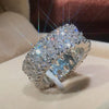 Wholesale Women's Copper Double Row Drop Shaped Geometric Zircon Ring