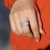 Wholesale Women's Copper Double Row Drop Shaped Geometric Zircon Ring