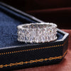 Wholesale Women's Copper Double Row Drop Shaped Geometric Zircon Ring